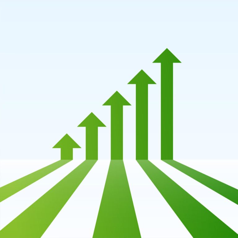 corporate green business arrow showing upward trend